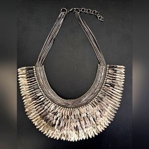 Stella & Dot Pegasus Bib Necklace in Silver